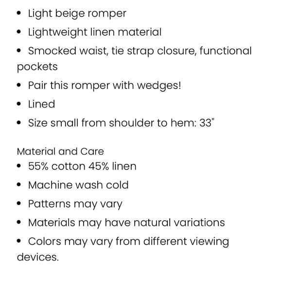 Sand Beige Romper - Picture 5 of 5